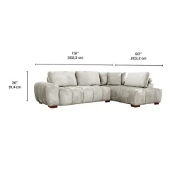 Marshmallow-Style Sectional with Right-Side Chaise - Grey Hot
