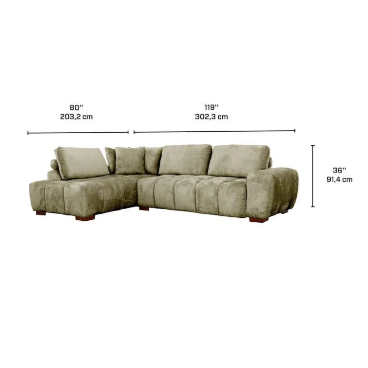 Marshmallow-Style Sectional with Left-Side Chaise - Sage Green