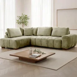 Marshmallow-Style Sectional with Left-Side Chaise - Sage Green