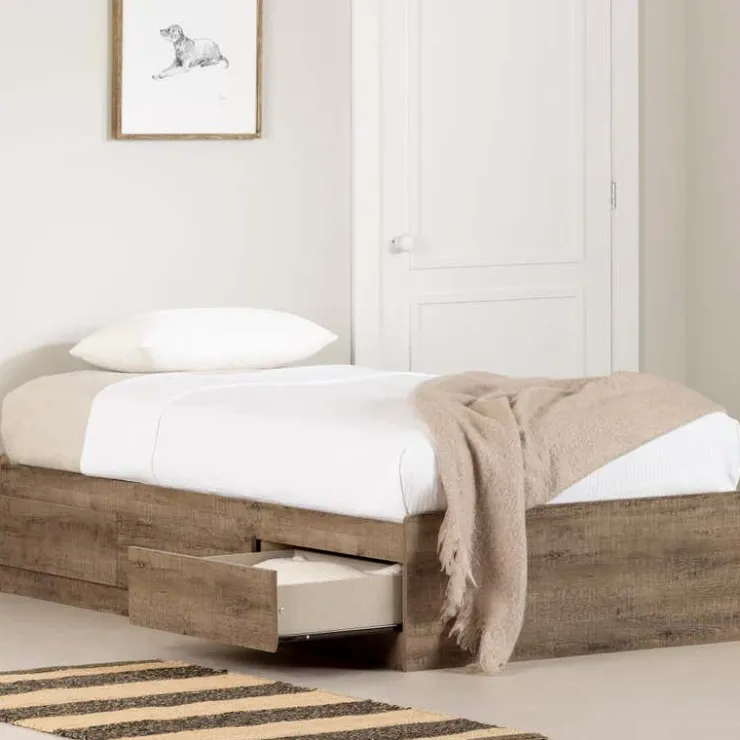 Meubles South Shore Mates Bed with 3 Drawers (39") - South Shore Weathered Oak Online