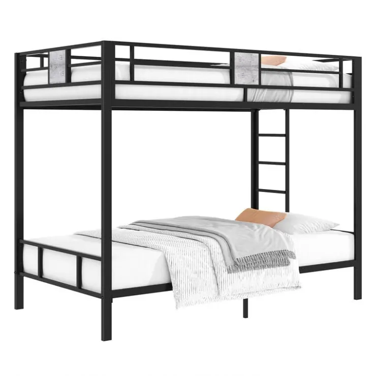 Metal Bunk Bed 39"/39" Black and grey wood decoration Clearance