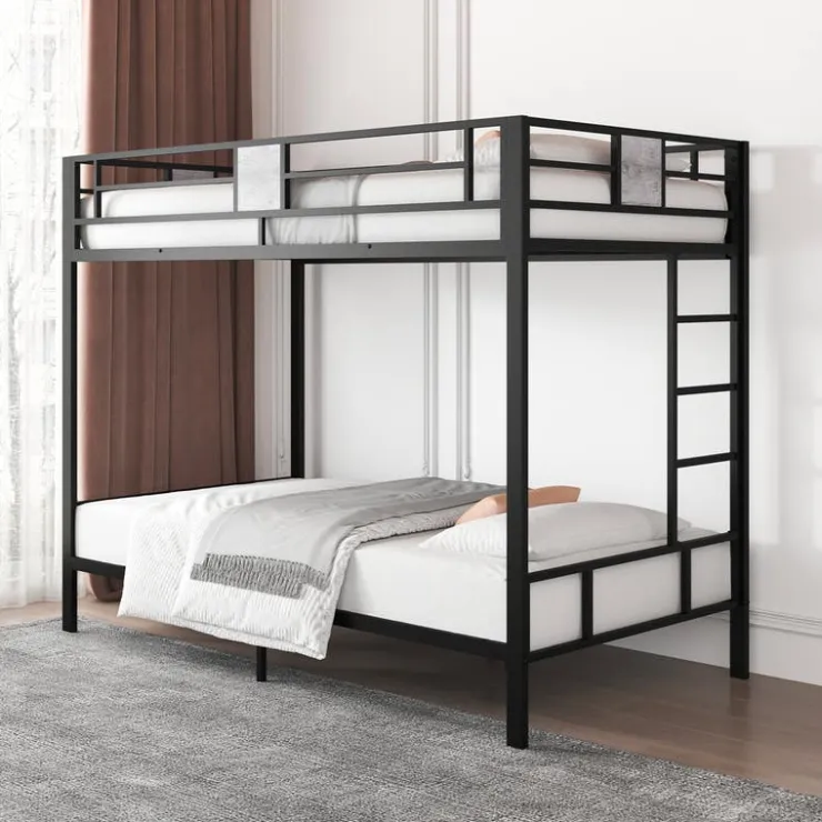 Metal Bunk Bed 39"/39" Black and grey wood decoration Clearance