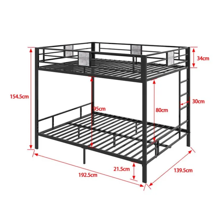 Metal Bunk Bed 54"/54" Black and grey wood decoration Online
