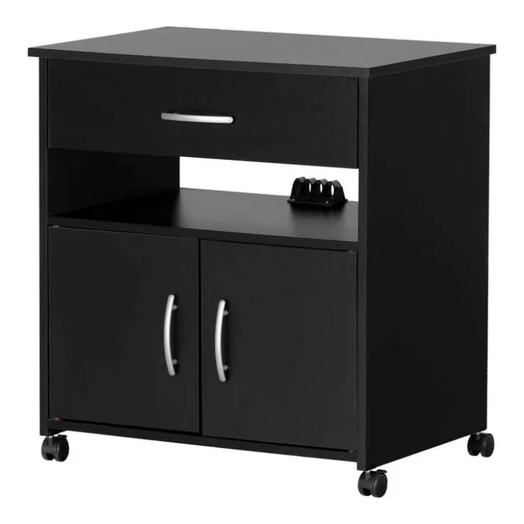 Meubles South Shore Microwave Cart on Wheels - South Shore Pure Black Sale