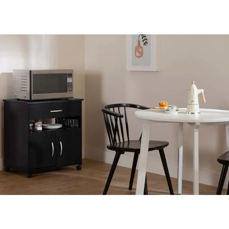 Meubles South Shore Microwave Cart on Wheels - South Shore Pure Black Sale
