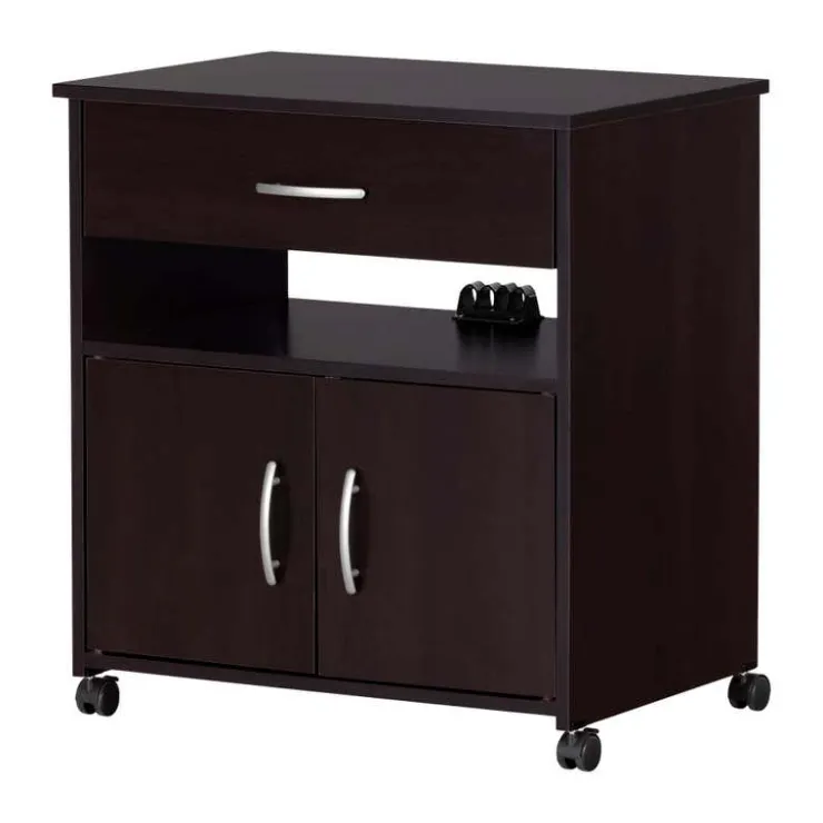 Meubles South Shore Microwave Cart on Wheels - South Shore Chocolate New