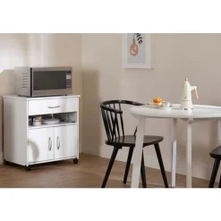 Meubles South Shore Microwave Cart on Wheels - South Shore Pure White