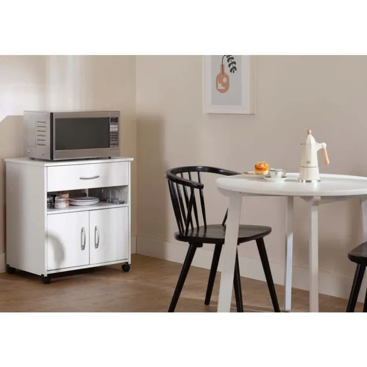 Meubles South Shore Microwave Cart on Wheels - South Shore Pure White