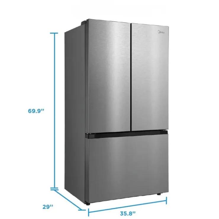 MIDEA 26,5 Cu. Ft. 36 In Refrigerator Bottom Freezer, French door - MRF27I6BST Stainless Clearance
