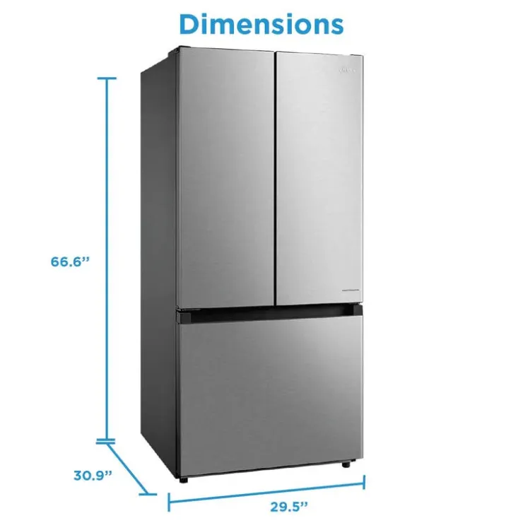 MIDEA 18 Cu Ft 30 In Refrigerator Bottom Freezer, French door - MRF18B4AST Stainless Hot