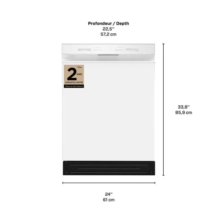 MIDEA Dishwasher Built-In 24" 52dB - MDF24P2BWW White Best