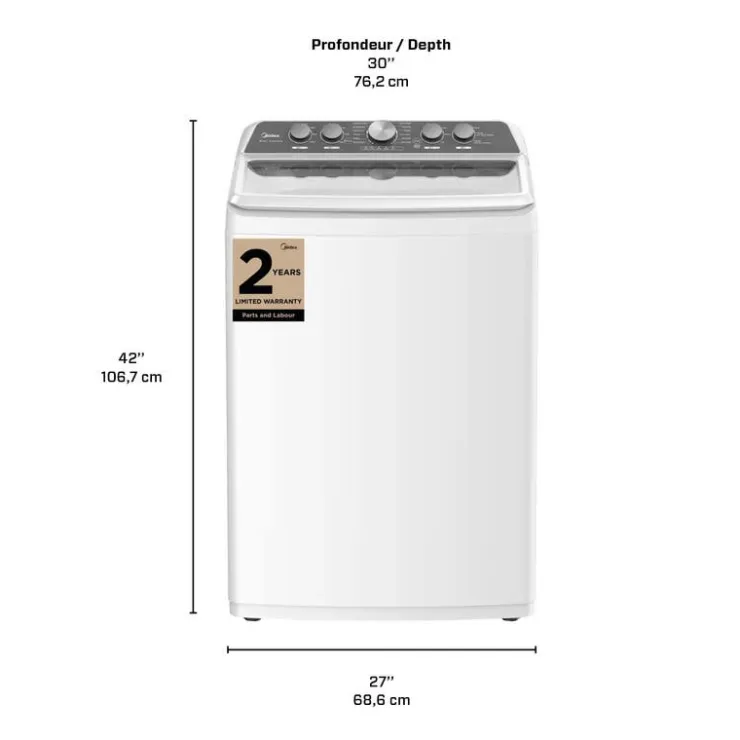 MIDEA Washer Top-Load 27" - MLV47C4AWW White New