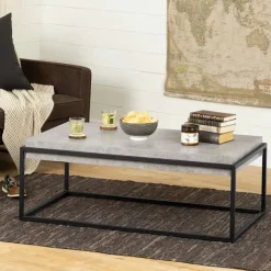 Meubles South Shore Modern Industrial Coffee Table - South Shore CONCRETE GRAY AND BLACK