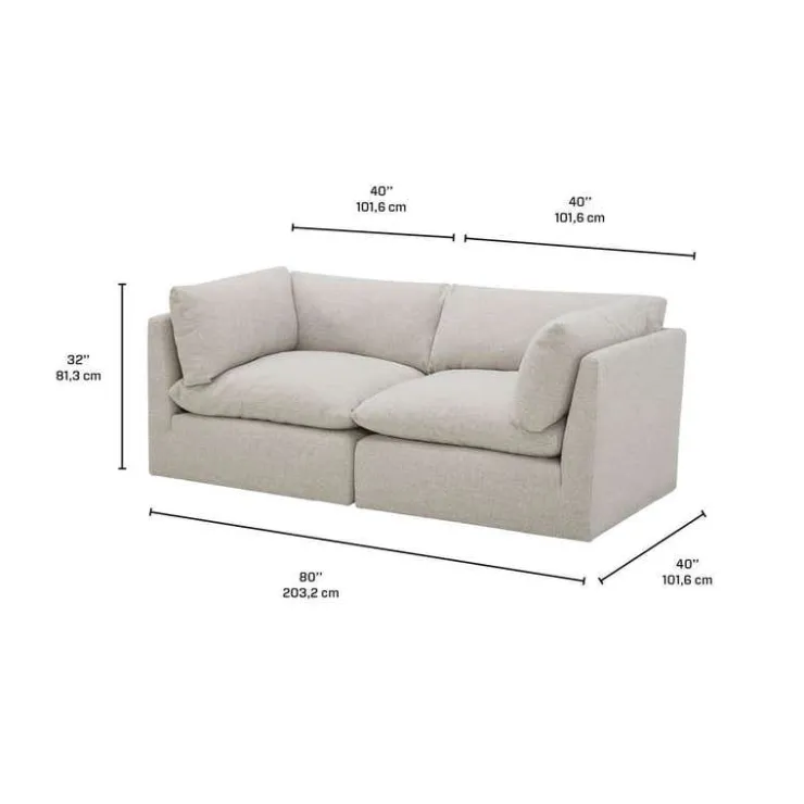 Modular Loveseat - 2 pcs Beige