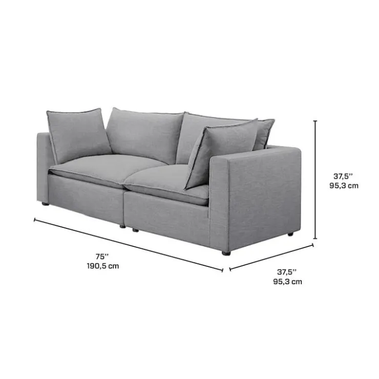 Modular Loveseat - 2 pcs Grey Outlet