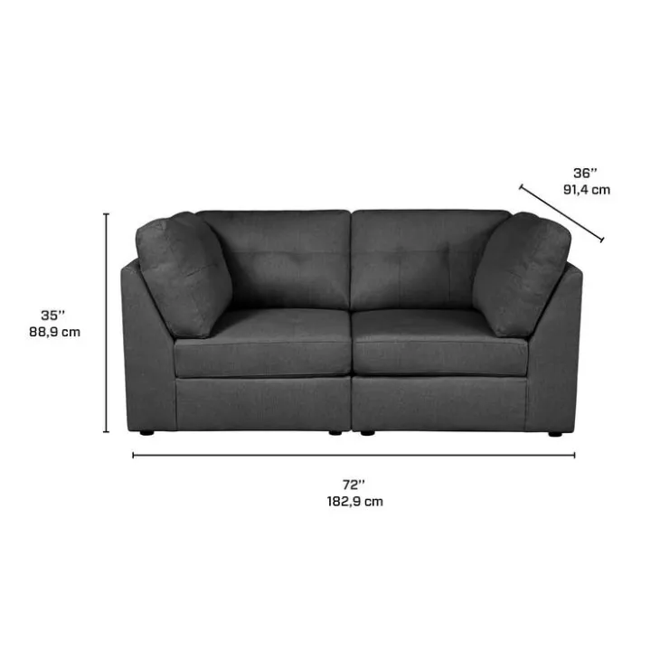 Modular Loveseat - 2 pcs Dark Grey Sale