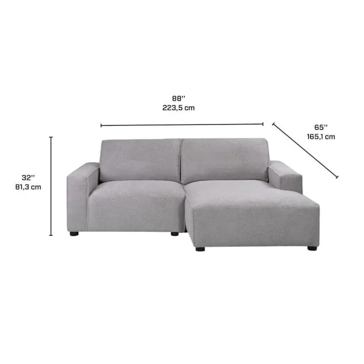Sofa By Fancy Modular Loveseat with Chaise on the Right - 2 pcs Grey Outlet