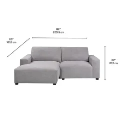 Sofa By Fancy Modular Loveseat with Chaise on the Left - 2 pcs Grey Clearance