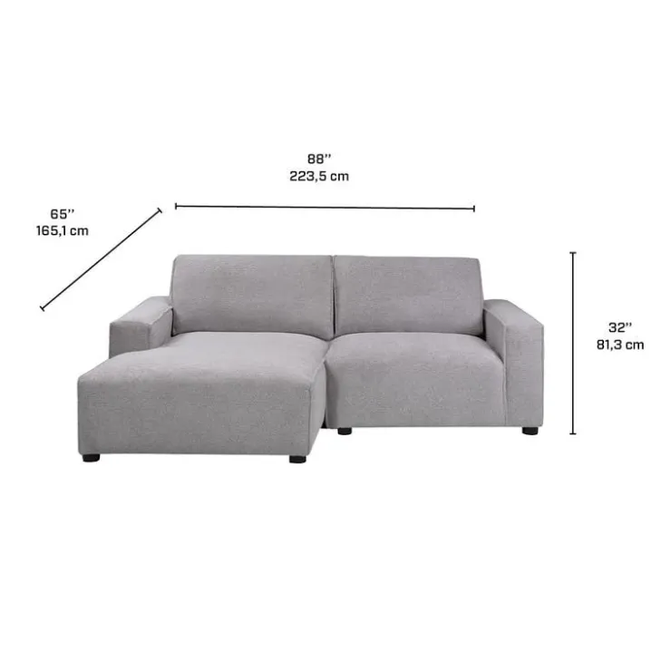 Sofa By Fancy Modular Loveseat with Chaise on the Left - 2 pcs Grey Clearance