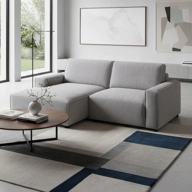 Sofa By Fancy Modular Loveseat with Chaise on the Left - 2 pcs Grey Clearance