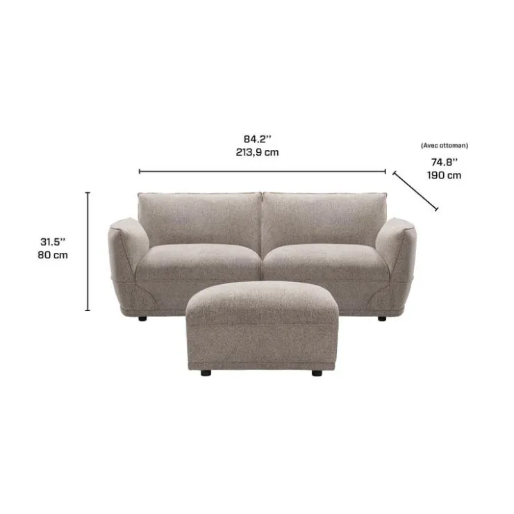 Modular Loveseat with Ottoman - 3 pcs Taupe Grey Online
