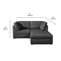Modular Loveseat with Ottoman - 3 pcs Dark Grey New