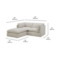 Modular Loveseat with Ottoman - 3 pcs BEIGE Discount