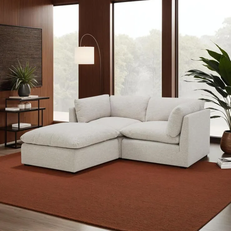 Modular Loveseat with Ottoman - 3 pcs BEIGE Discount