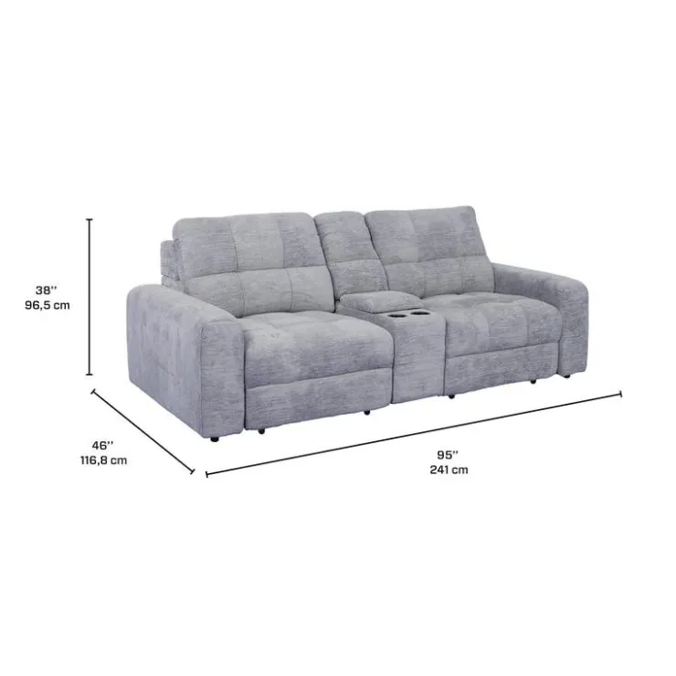Modular Loveseat with Power Sliders and Console - 3 pcs Grey Hot