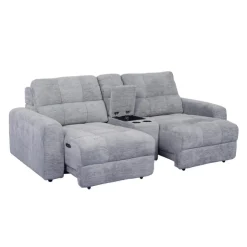 Modular Loveseat with Power Sliders and Console - 3 pcs Grey Hot