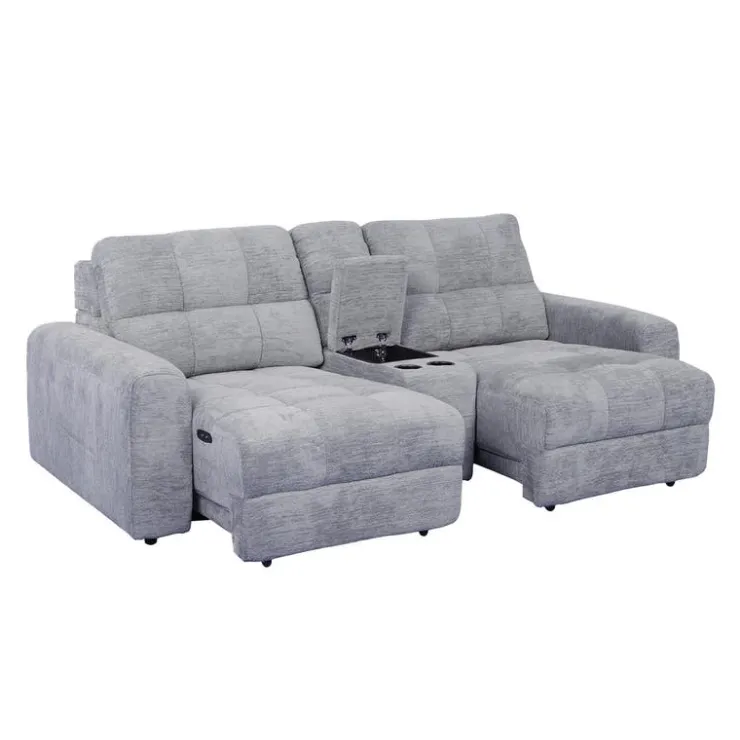 Modular Loveseat with Power Sliders and Console - 3 pcs Grey Hot