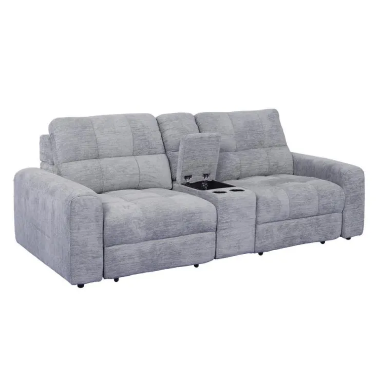 Modular Loveseat with Power Sliders and Console - 3 pcs Grey Hot