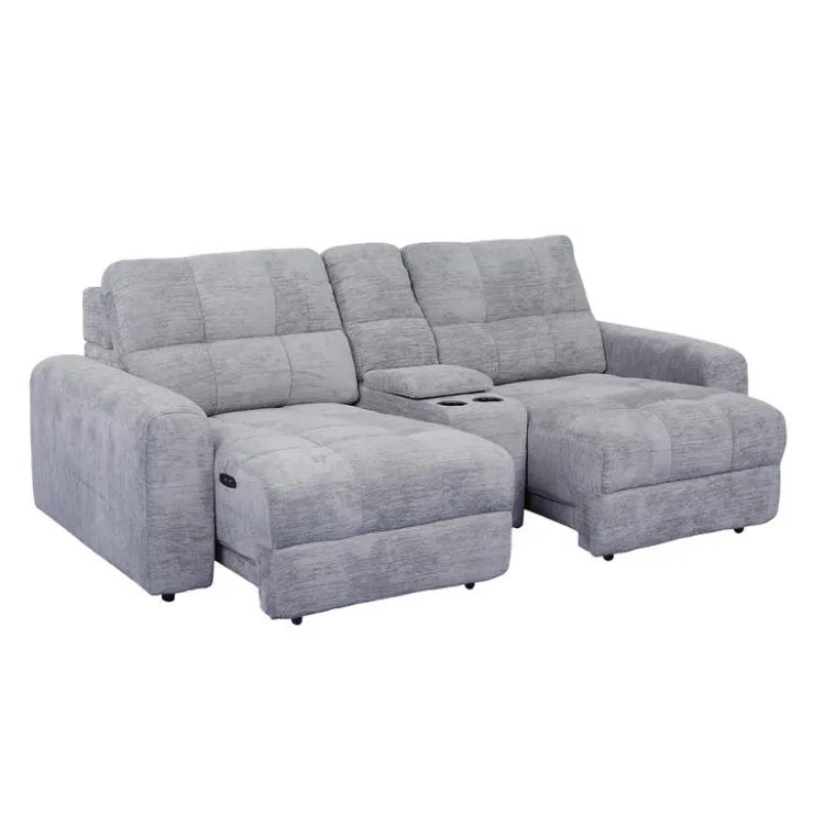 Modular Loveseat with Power Sliders and Console - 3 pcs Grey Hot