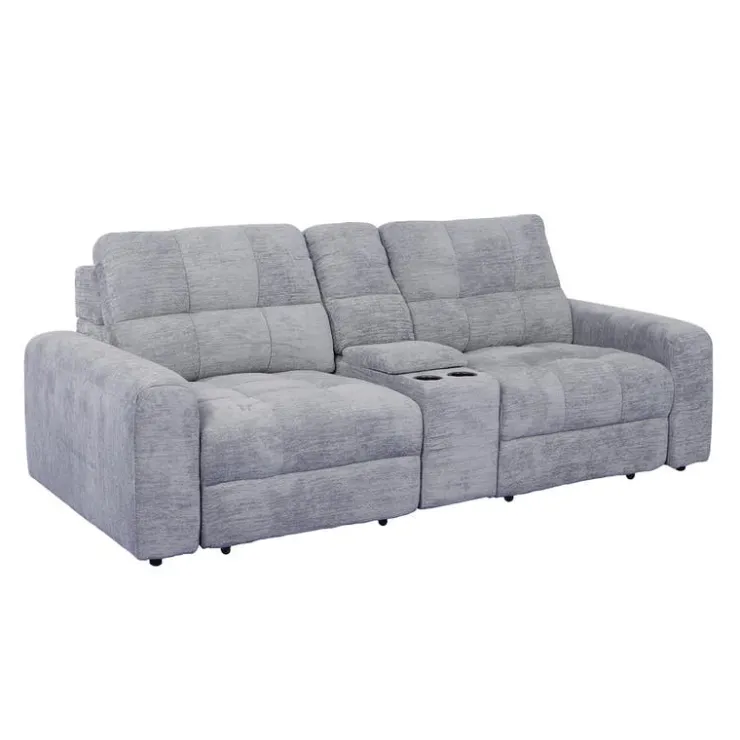 Modular Loveseat with Power Sliders and Console - 3 pcs Grey Hot