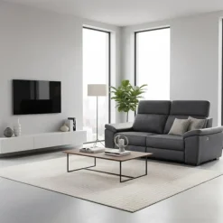 Modular Power Reclining Loveseat with Adjustable Headrests - 2 pcs Dark Grey Hot