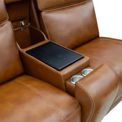 Modular Power Reclining Loveseat with Console, Built-In Speakers, Massage & Heat - 3 pcs Brown Online
