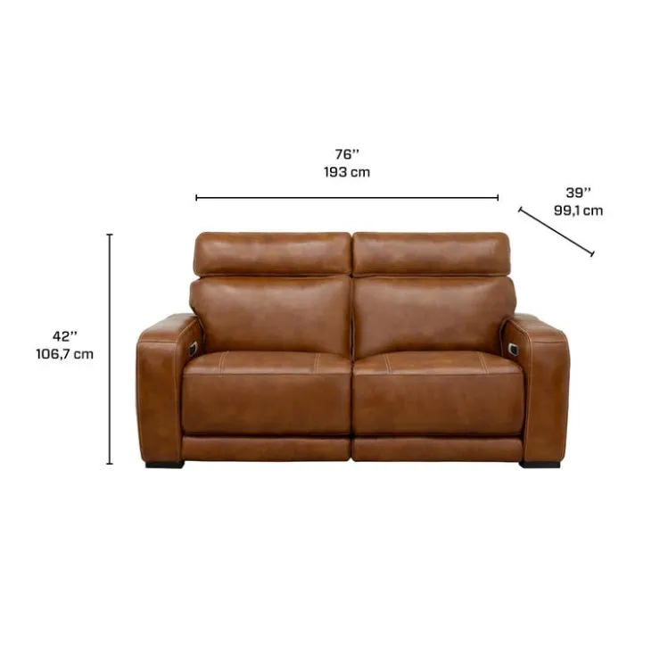 Modular Power Reclining Loveseat with Built-In Speakers, Massage & Heat - 2 pcs Brown Hot