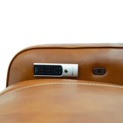 Modular Power Reclining Loveseat with Built-In Speakers, Massage & Heat - 2 pcs Brown Hot
