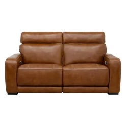 Modular Power Reclining Loveseat with Built-In Speakers, Massage & Heat - 2 pcs Brown Hot