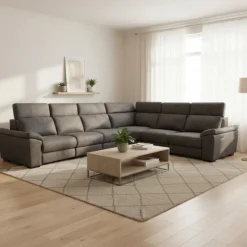 Modular Power Reclining Sectional with Adjustable Headrests - 6 pcs Dark Grey Clearance