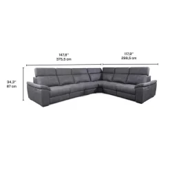 Modular Power Reclining Sectional with Adjustable Headrests - 6 pcs Dark Grey Clearance