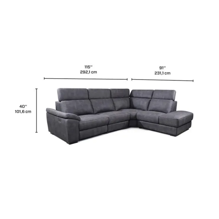 Modular Power Reclining Sectional with Adjustable Headrests - 4 pcs Dark Grey Sale