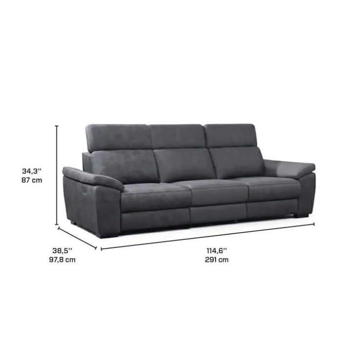 Modular Power Reclining Sofa with Adjustable Headrests - 3 pcs Dark Grey Online