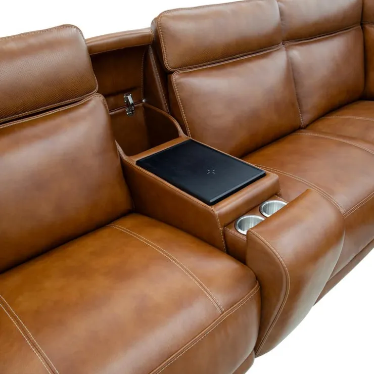 Modular Power Reclining Sectional with Console, Built-In Speakers, Massage & Heat - 6 pcs Brown Online