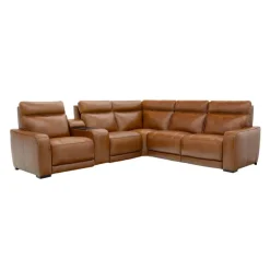 Modular Power Reclining Sectional with Console, Built-In Speakers, Massage & Heat - 6 pcs Brown Online