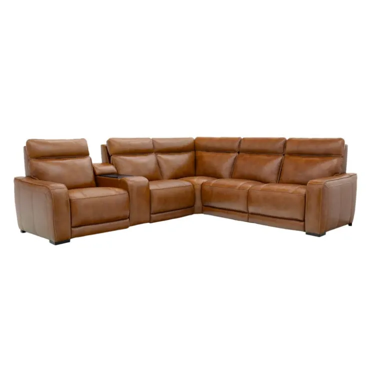 Modular Power Reclining Sectional with Console, Built-In Speakers, Massage & Heat - 6 pcs Brown Online