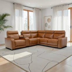 Modular Power Reclining Sectional with Console, Built-In Speakers, Massage & Heat - 6 pcs Brown Online