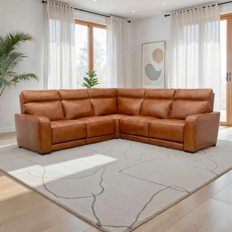 Modular Power Reclining Sectional with Built-In Speakers, Massage & Heat - 5 pcs Brown Best