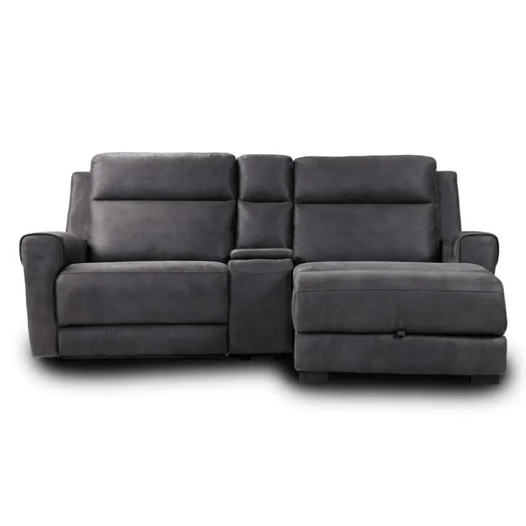 Modular Reclining Loveseat, Chaise with Storage, Console with Cup Holders, and USB/USB-C Ports - 3 pcs Dark Grey Best