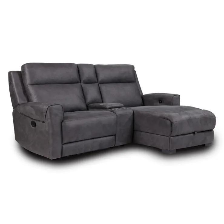 Modular Reclining Loveseat, Chaise with Storage, Console with Cup Holders, and USB/USB-C Ports - 3 pcs Dark Grey Best